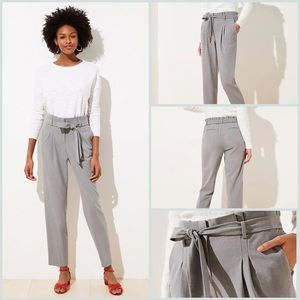 NWT LOFT Tie Waist Slim Pants in Light Grey Heather size medium (M)